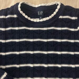 GAP Navy and Cream Pointelle Textured Knit Sweater XL